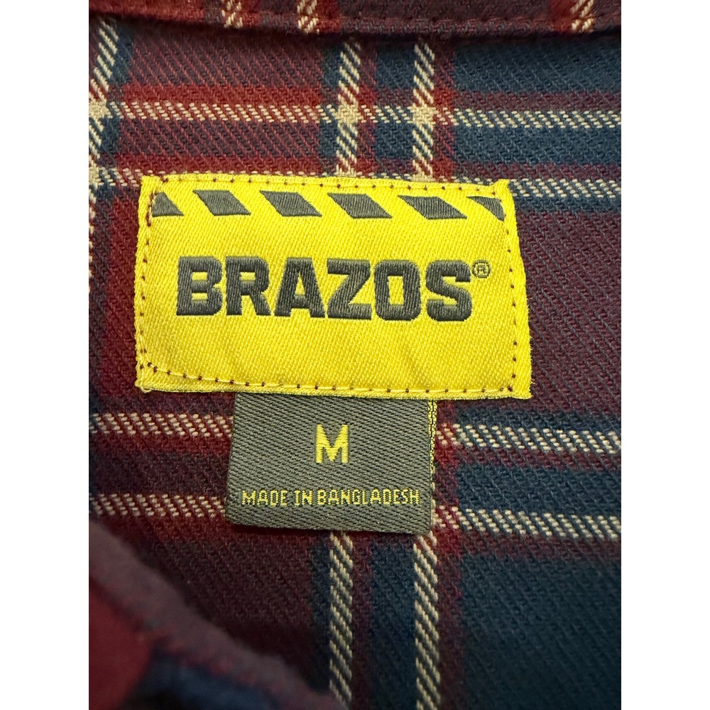 Brazos‎ Blacksmith Flannel Shirt Mens Medium Windsor Wine Plaid Button Up New - Picture 5 of 8